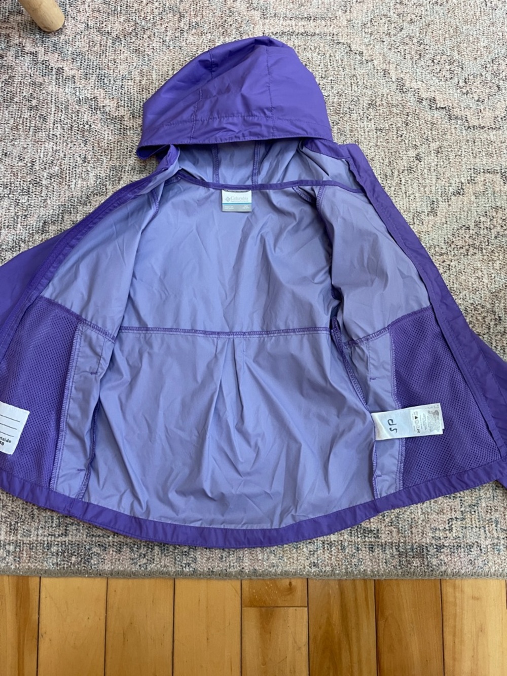 Girls Columbia Violet Hooded Packable Windbreaker rain jacket XS - Picture 4 of 7